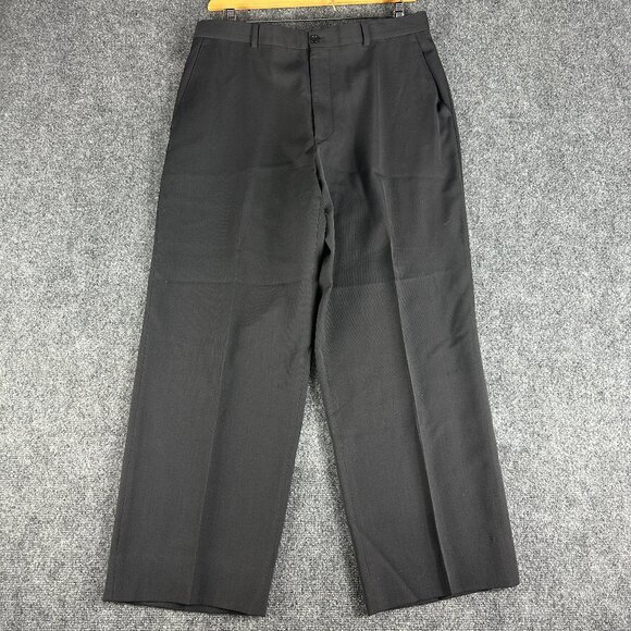 Armani Collezioni Pants Mens 36 Black Wool Blend Stretch Straight Leg Flat Front - Picture 1 of 7